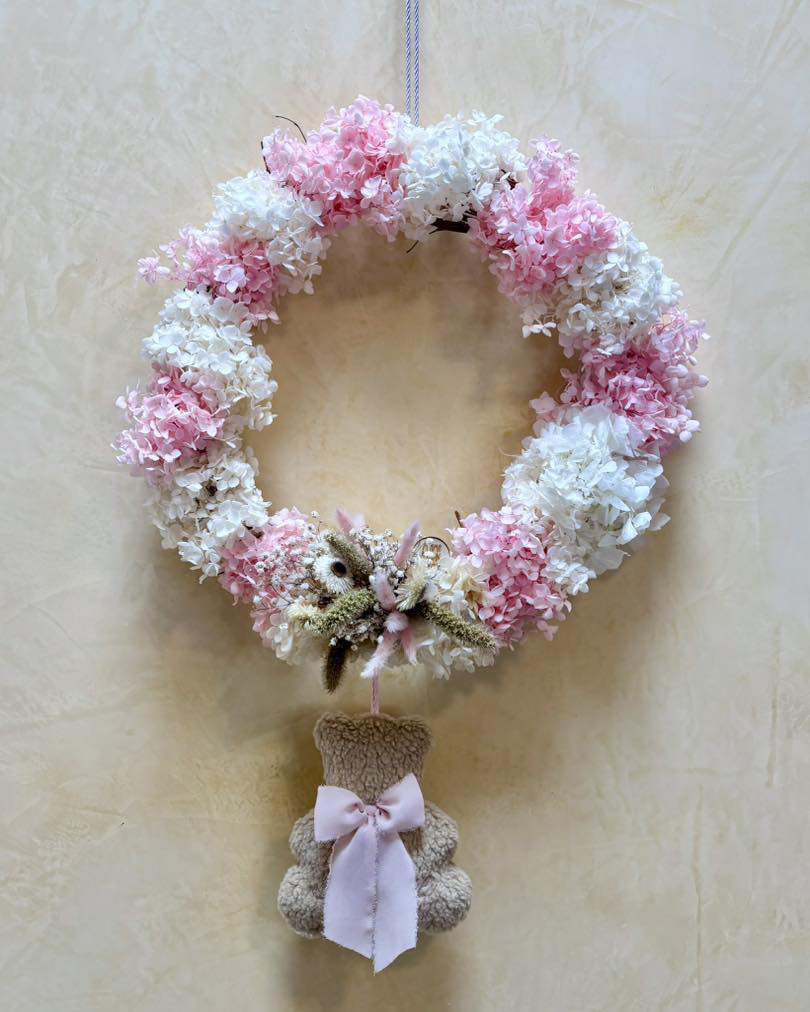 Ghirlanda nascita di fiori stabilizzati