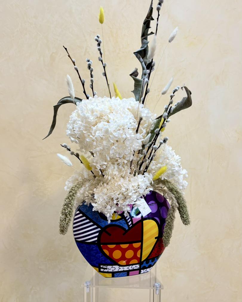 Vaso con fiori stabilizzati ed essiccati a L'Aquila